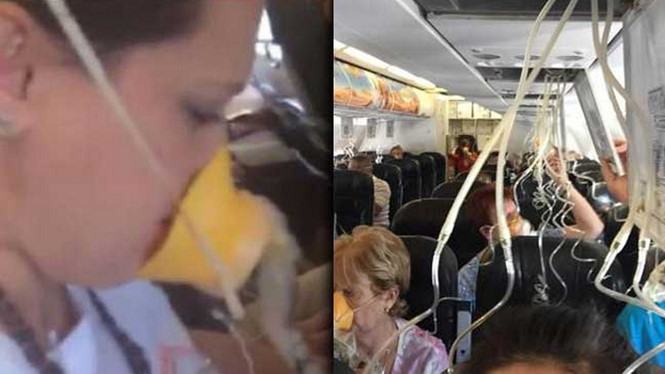 hình ảnh trên chuyến bay hỗn loạn