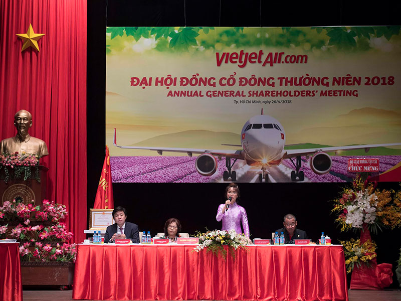 Đại hội đồng cổ đông thường niên năm 2018 của Công ty cổ phần Hàng không Vietjet (mã VJC – HOSE) diễn ra sáng 26/4