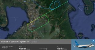 Máy bay XiamenAir từ Hạ Môn đi Manila phải lòng vòng khoảng 1 giờ đồng hồ trước khi hạ cánh bất thành và trượt khỏi đường băng.